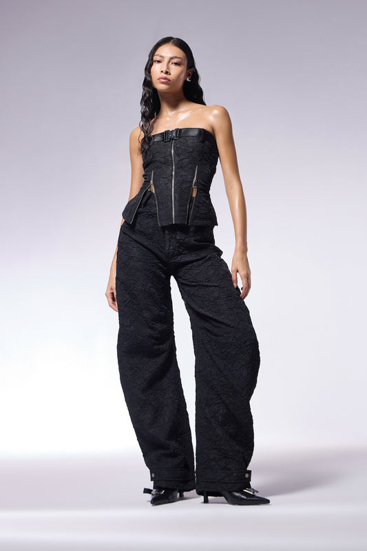 Charcoal Crushed D-Cut Pants