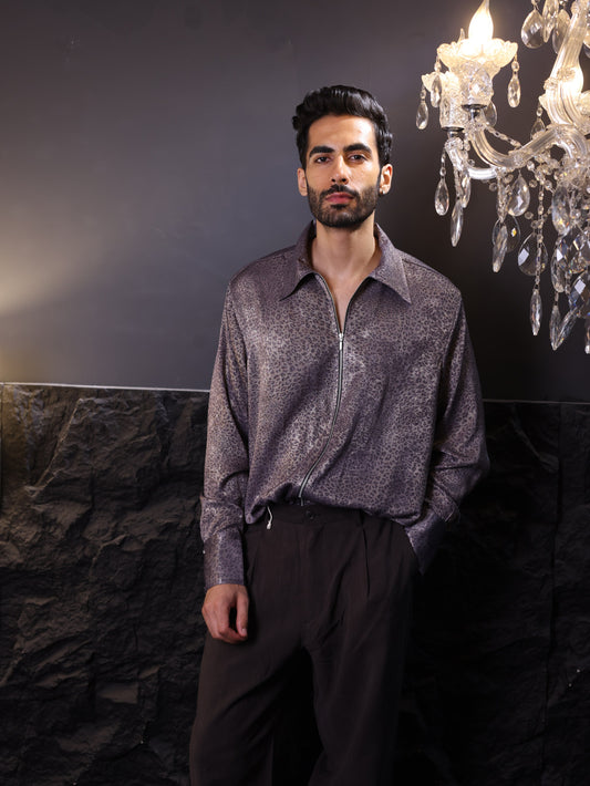 SMOKY TAUPE  ZIP SHIRT