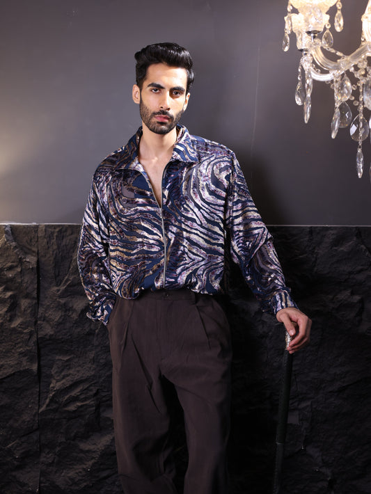 LUXE PANTHER ZIP SHIRT
