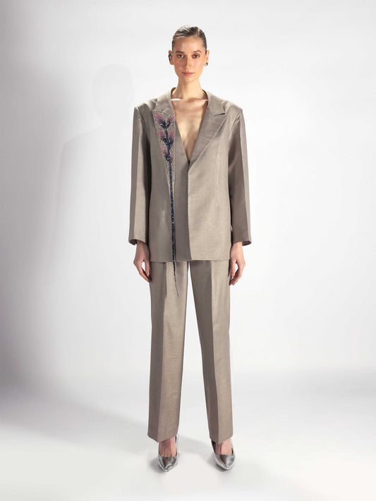 Embroidered Blazer Set