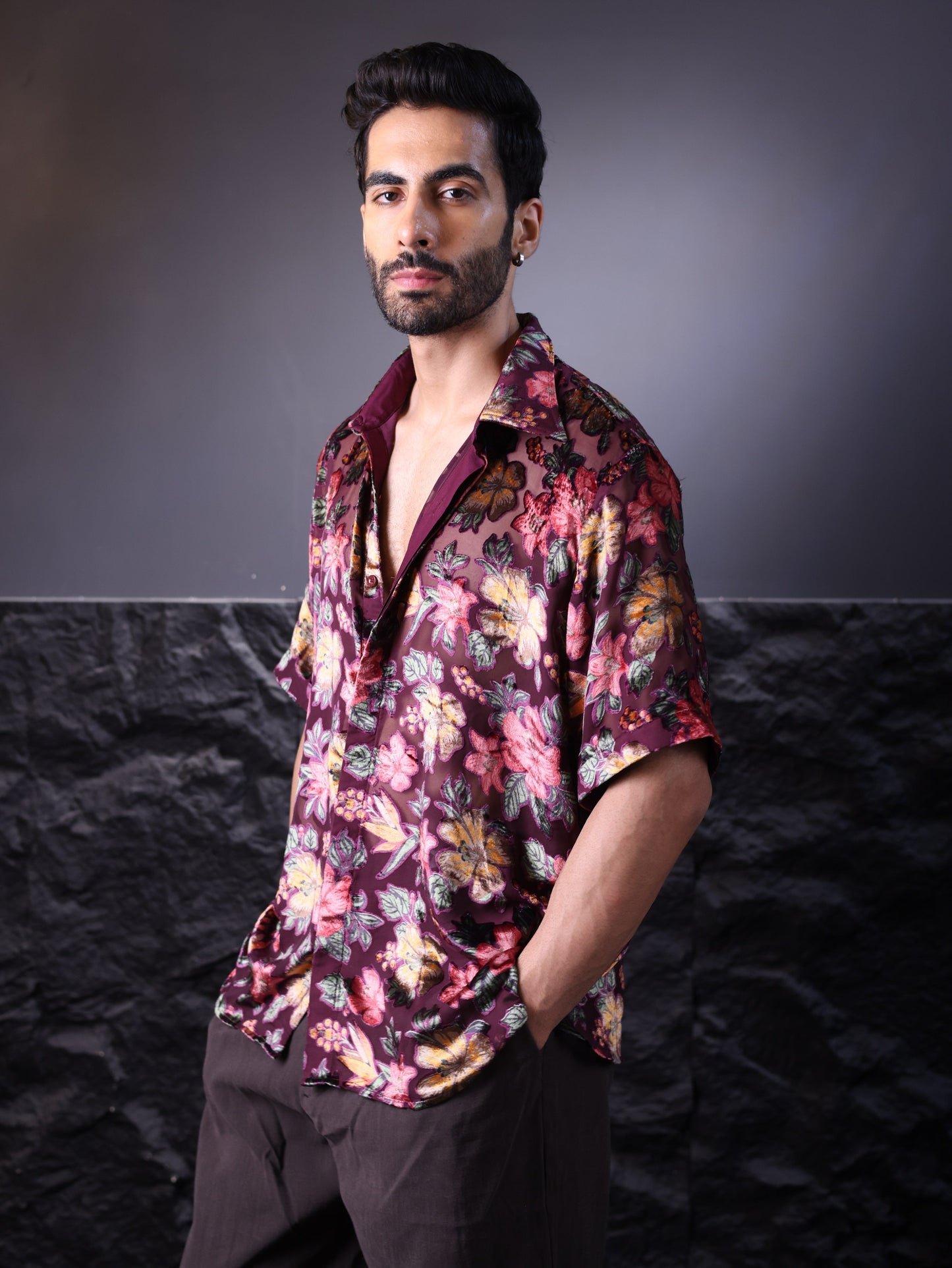 BURGUNDY BLOOM SHIRT