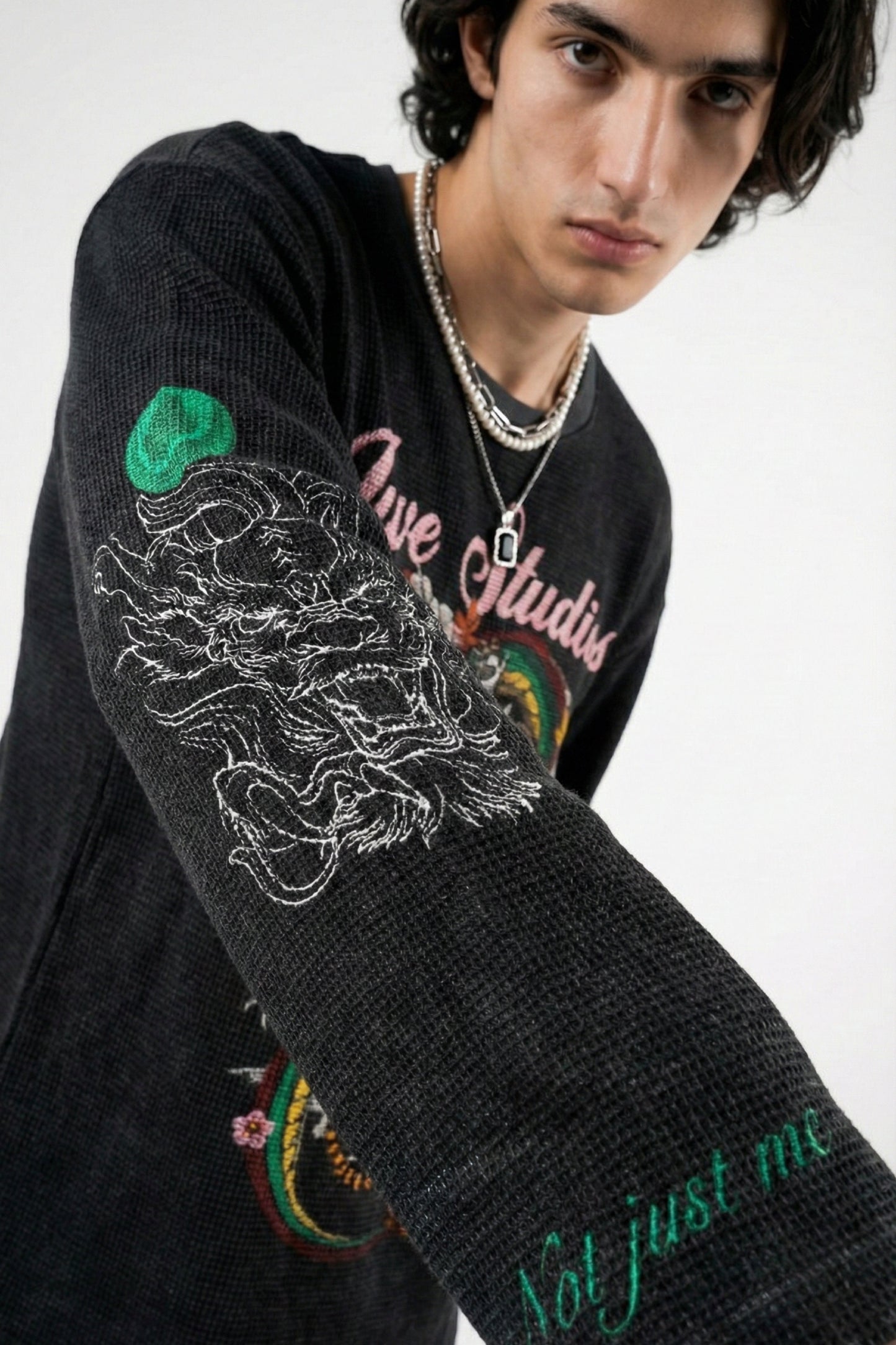 Dragon x Tiger Waffle Full Sleeve Tee