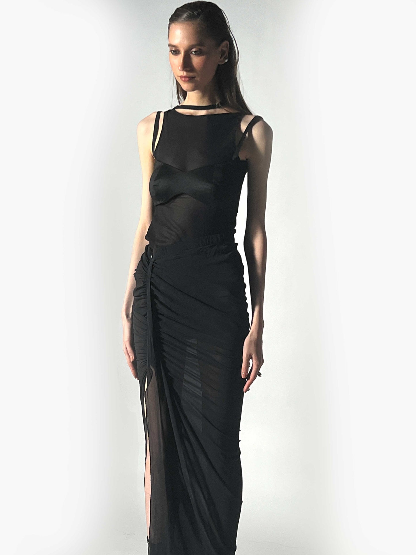 Silk Set- Bodysuit, Drape Skirt and Bralet
