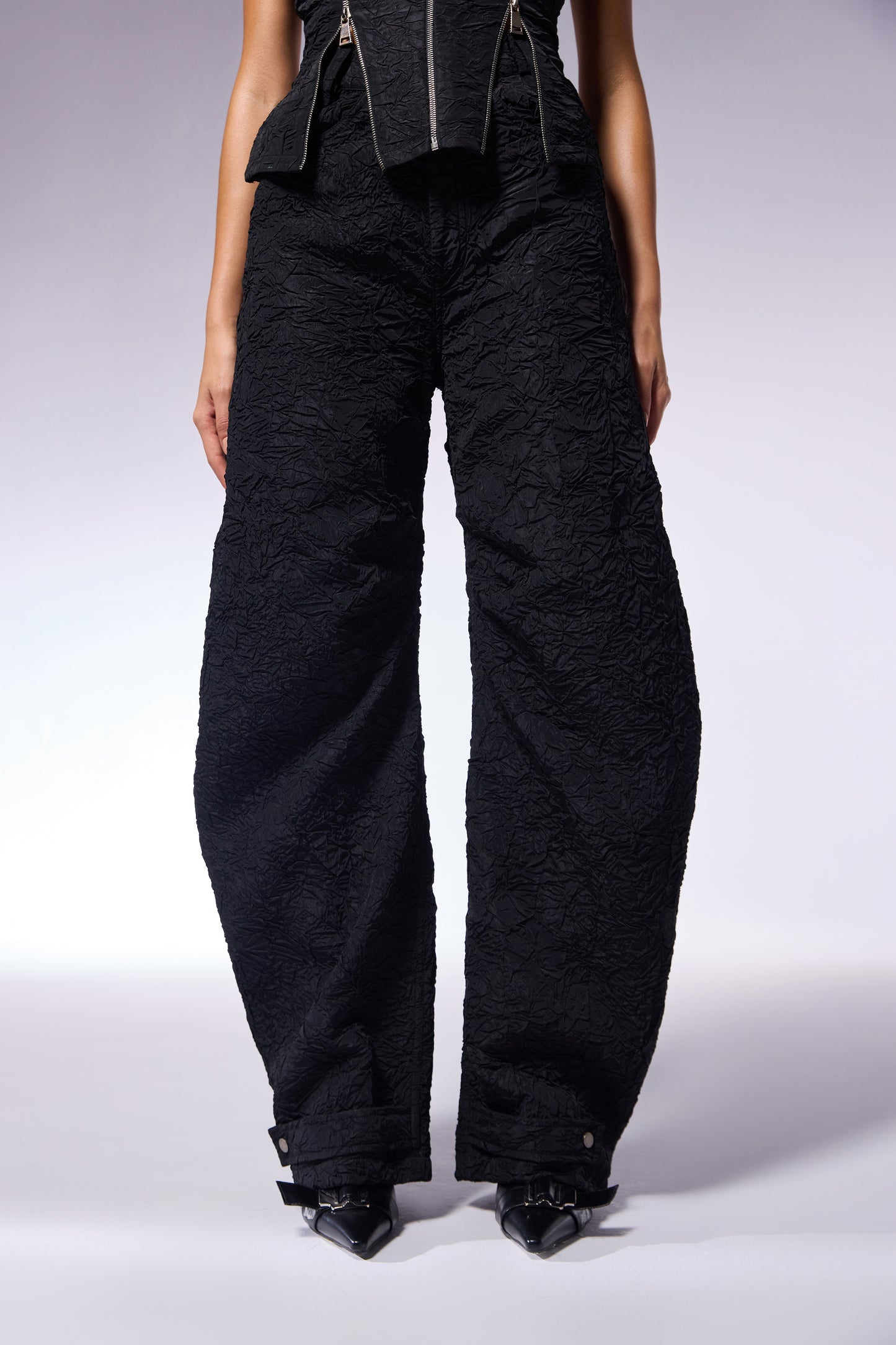 Charcoal Crushed D-Cut Pants