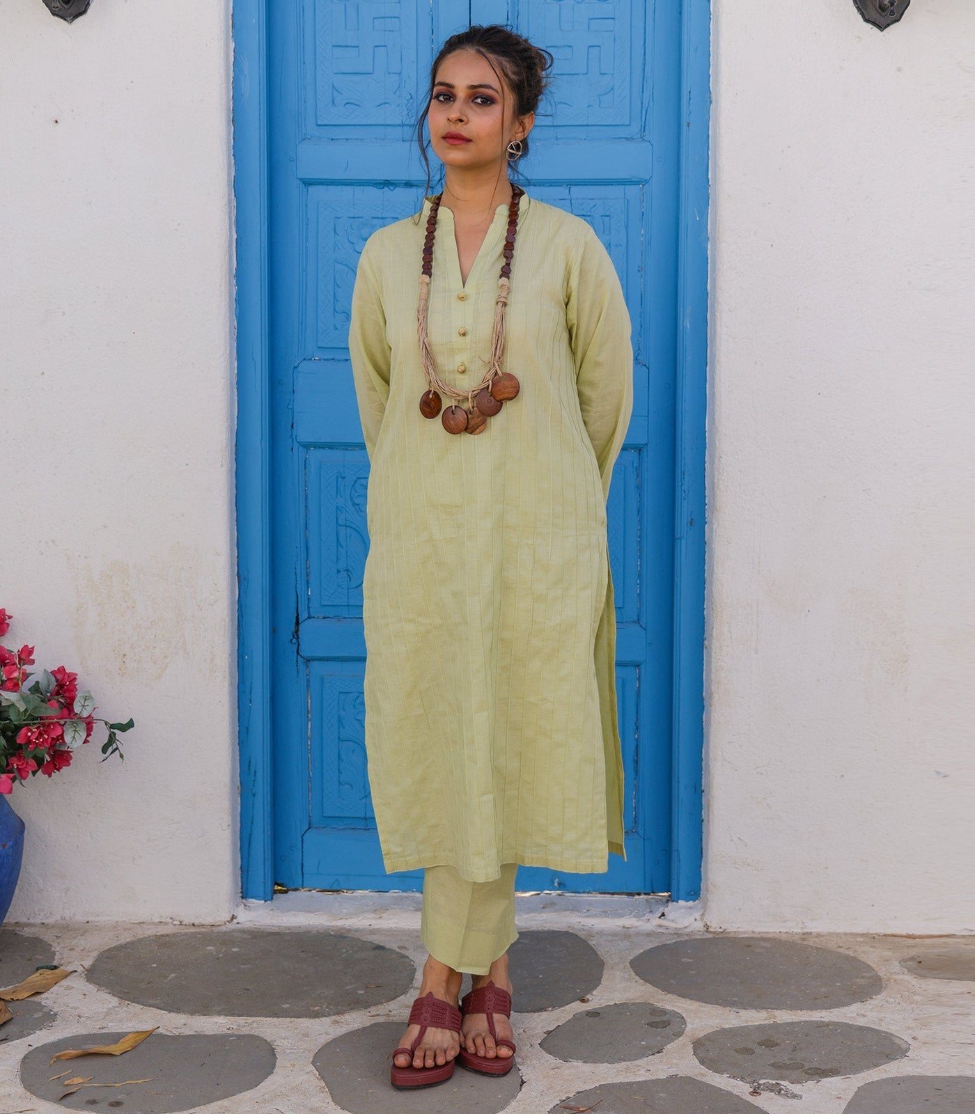 Mint Green Cotton Long Kurta