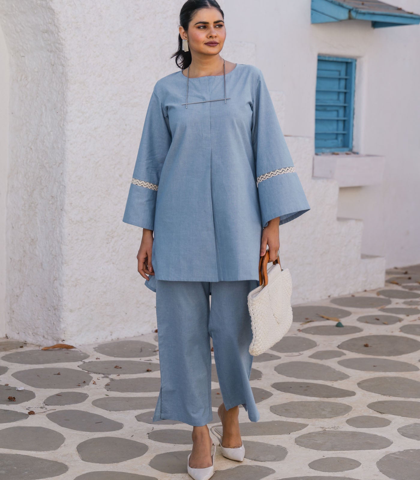 Powder Blue South Cotton Co-ord Set