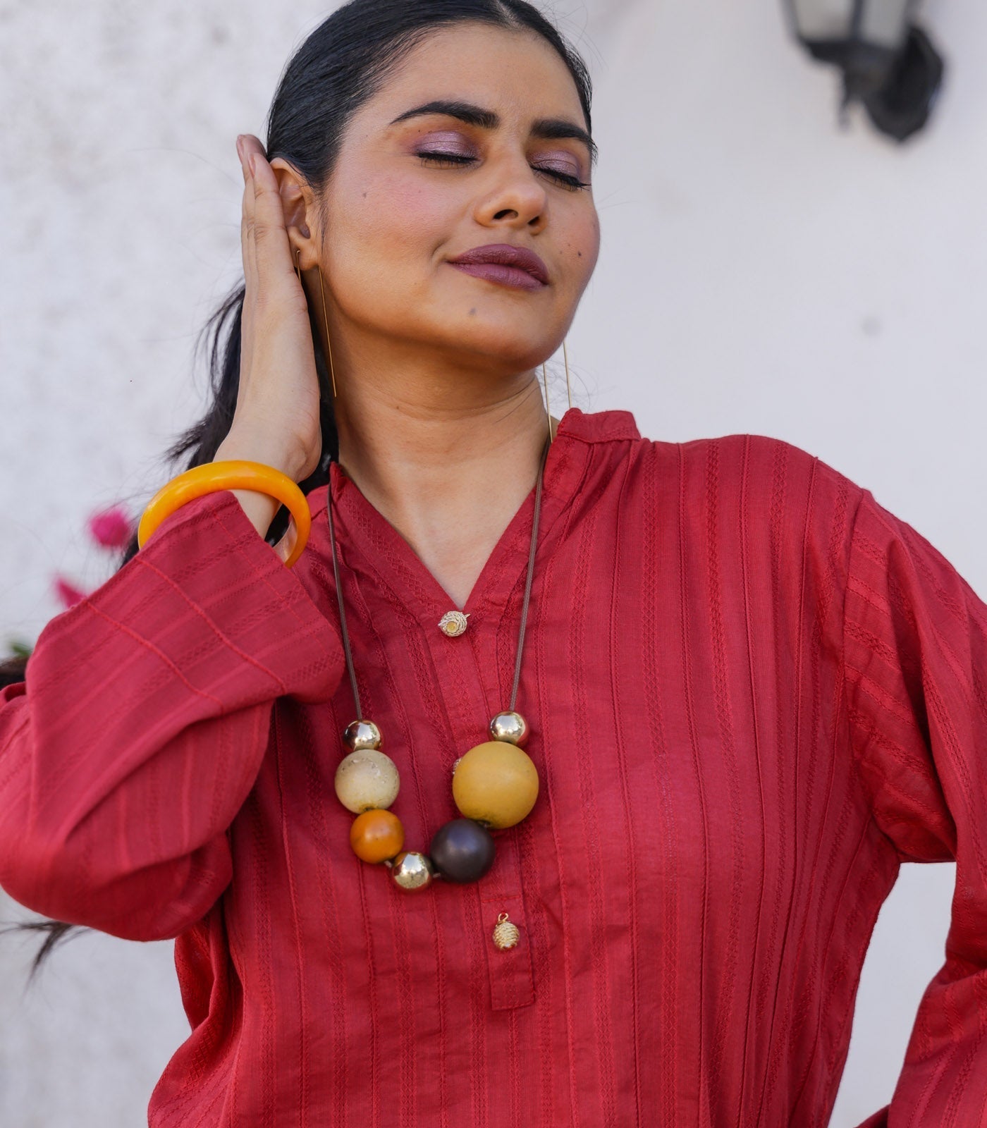 Deep Maroon Cotton Long Kurta