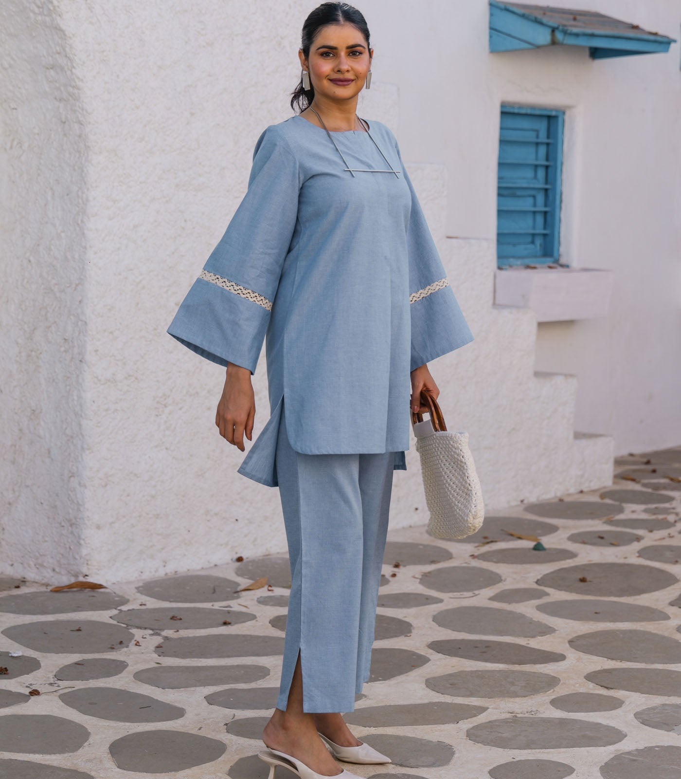 Powder Blue South Cotton Co-ord Set