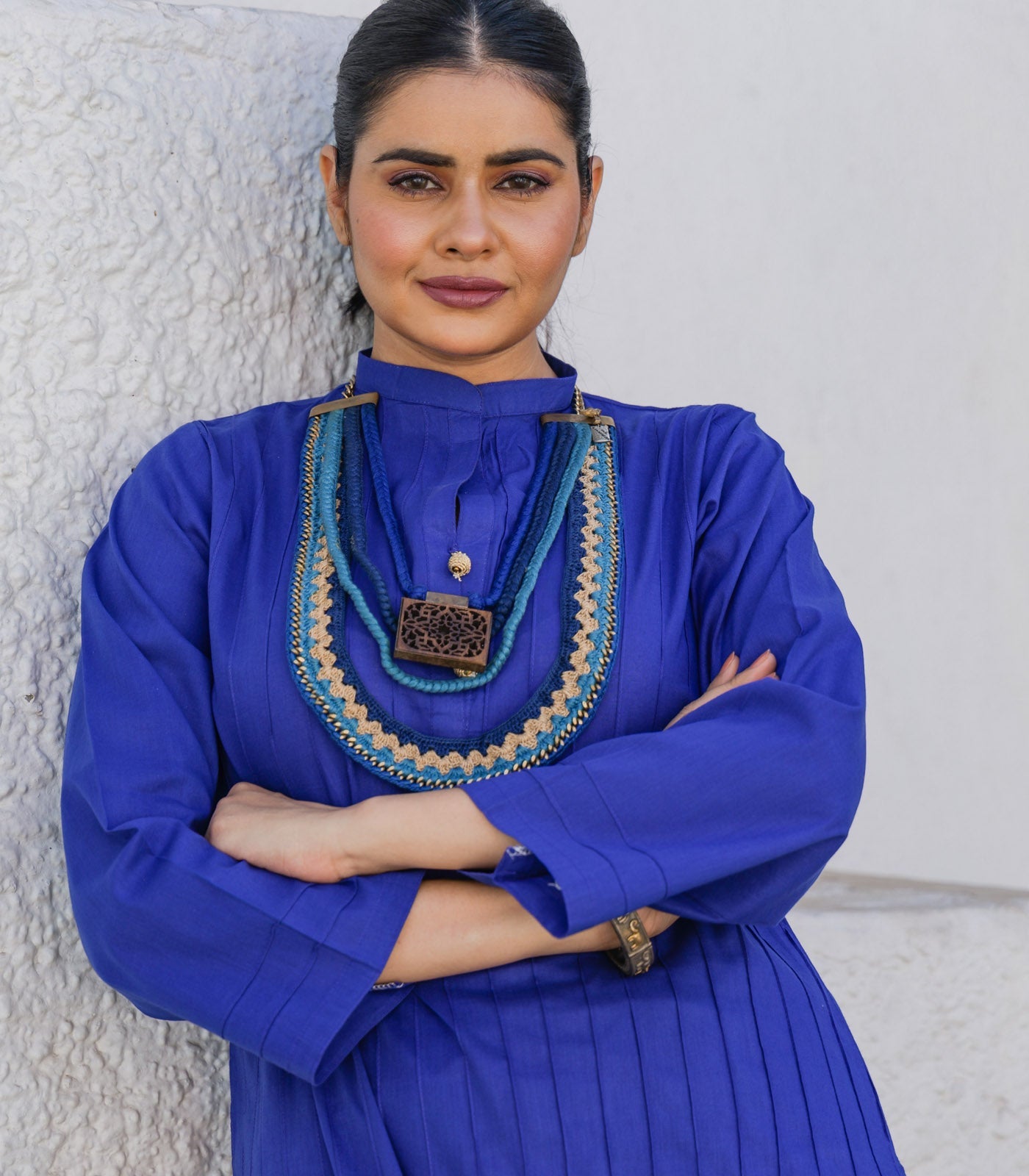 Electric Blue Cotton Long Kurta