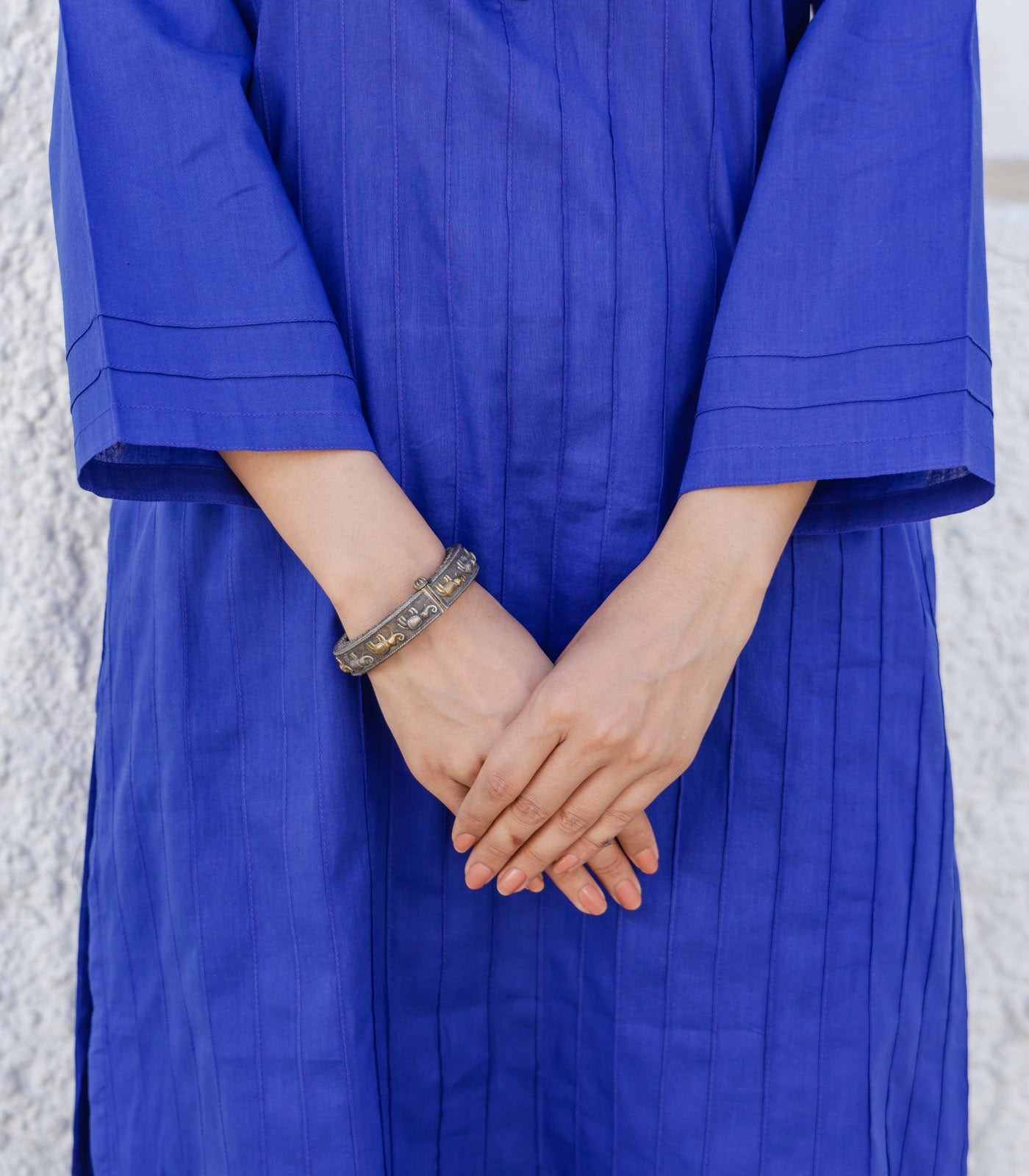 Electric Blue Cotton Long Kurta