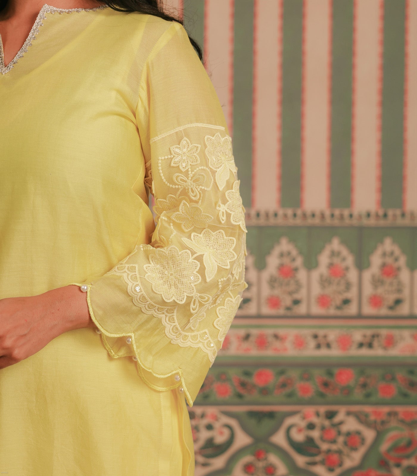 Yellow Chanderi Co-ord Set with Dupatta