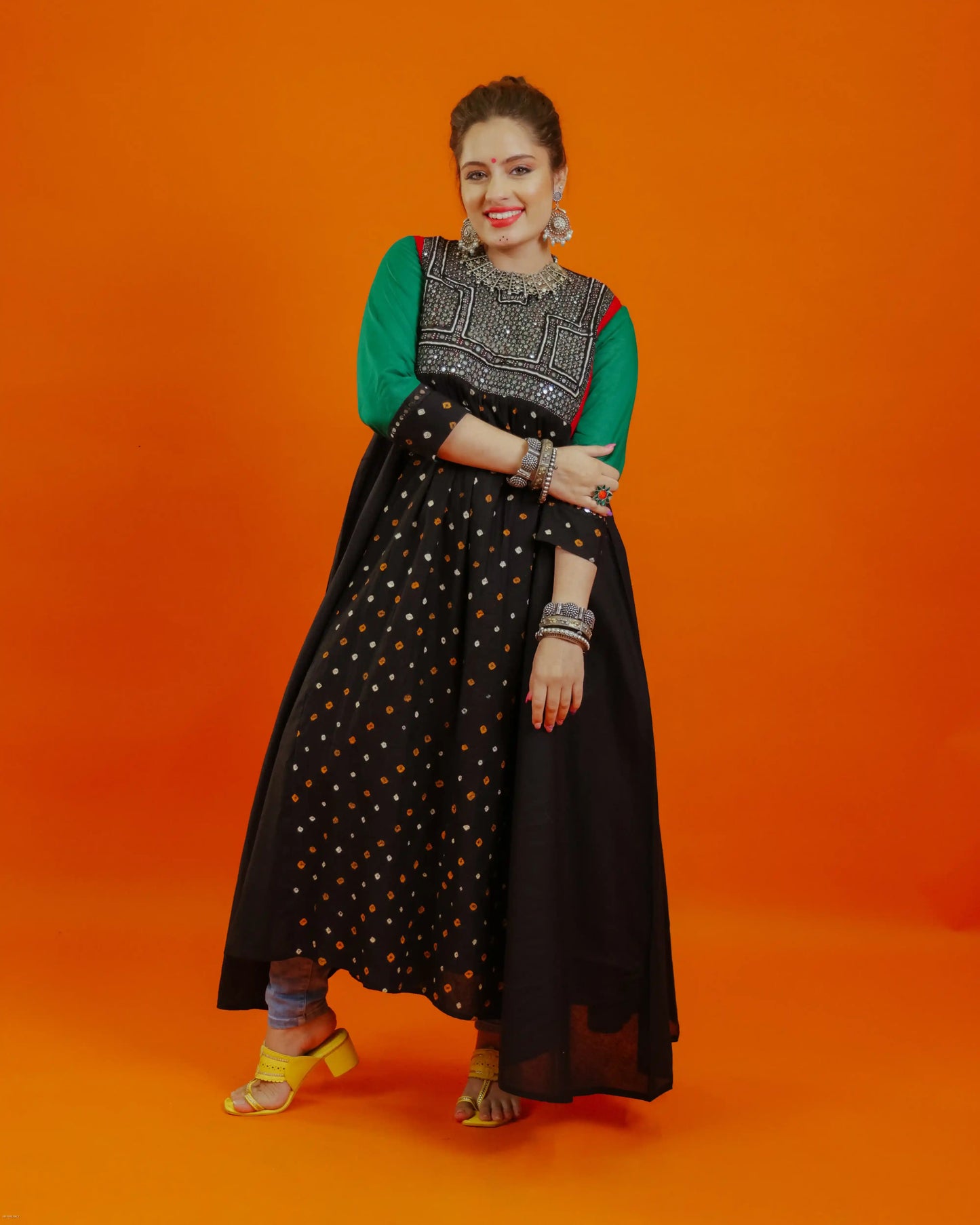 Black Cotton Bandhani Kurti