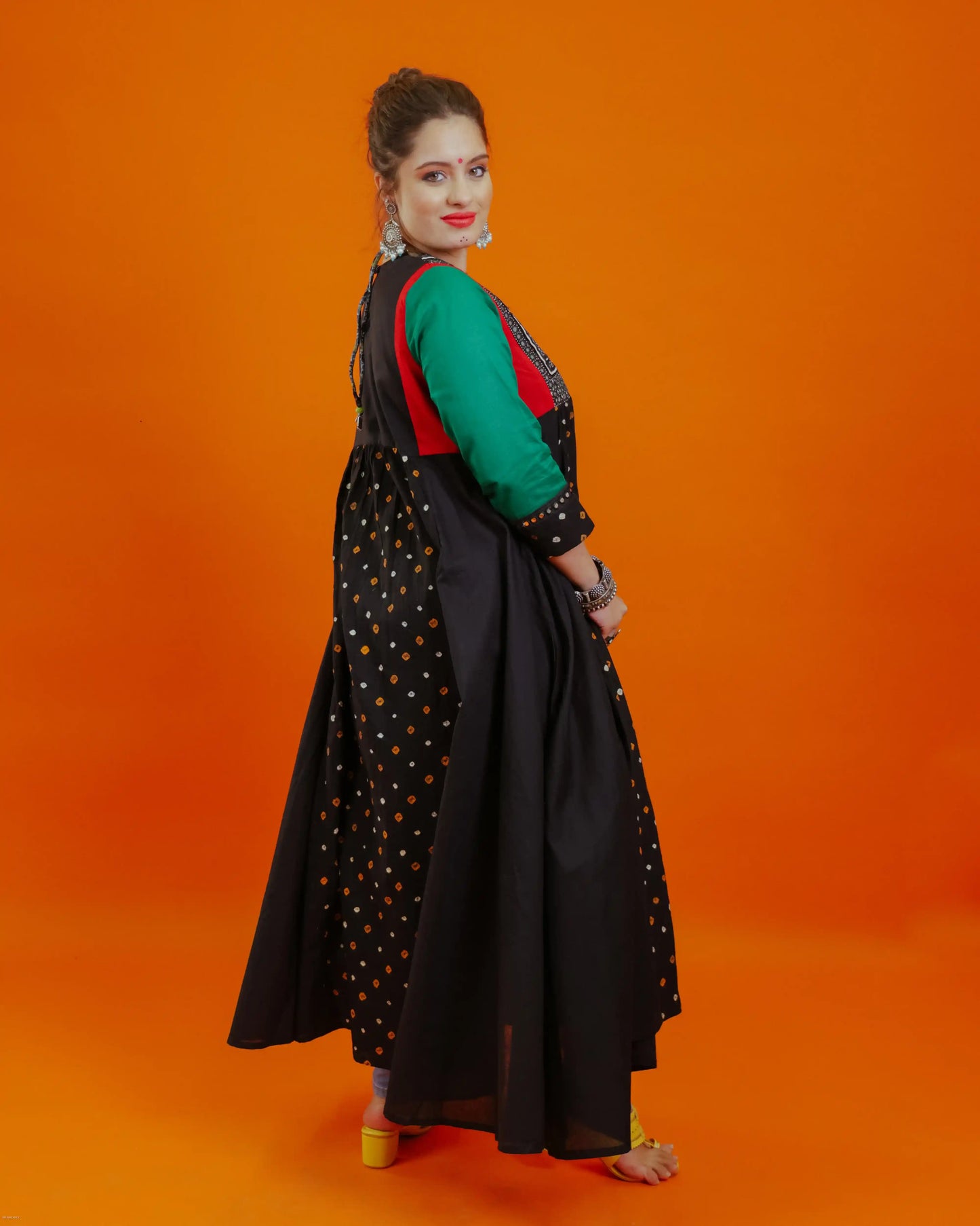 Black Cotton Bandhani Kurti