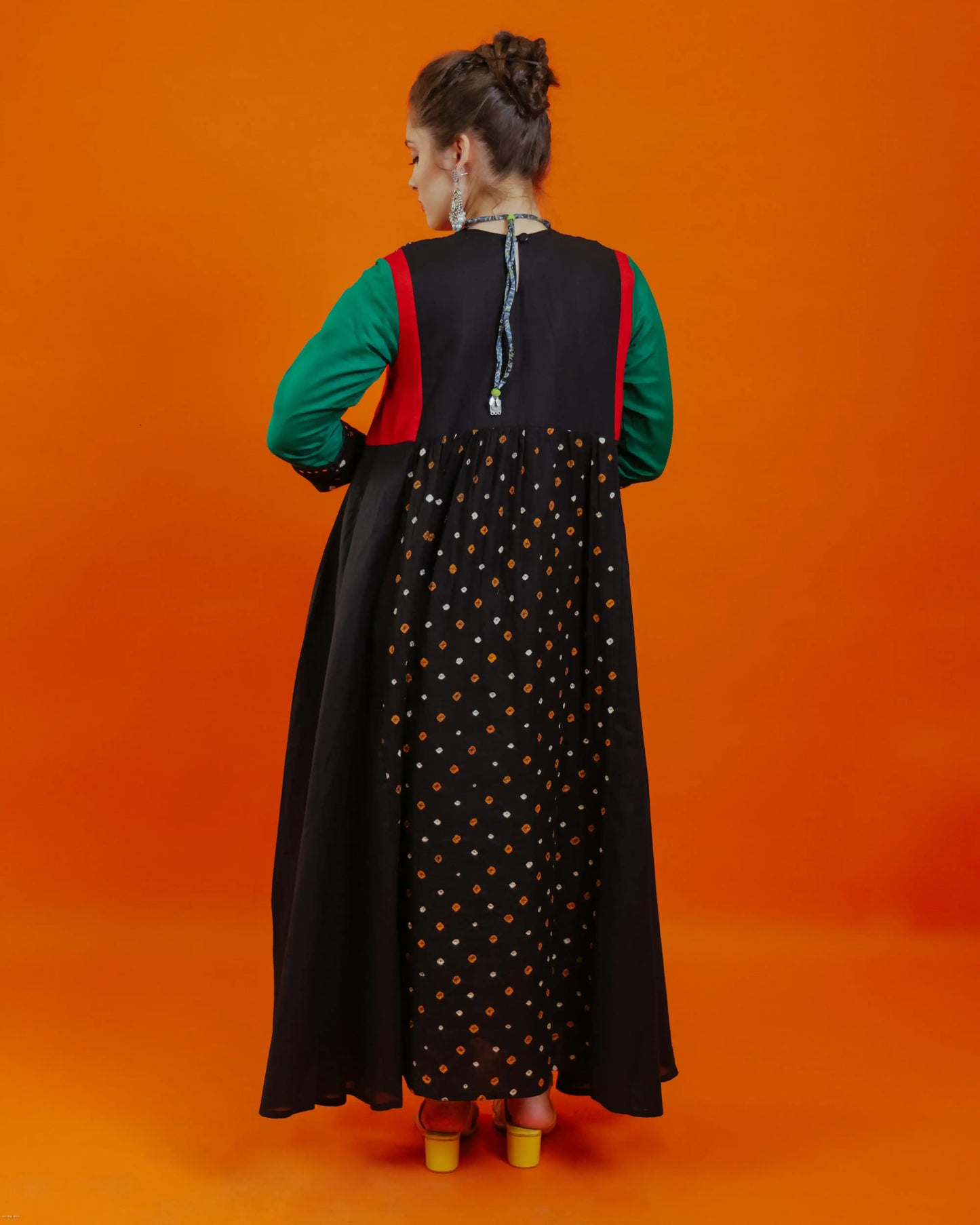 Black Cotton Bandhani Kurti