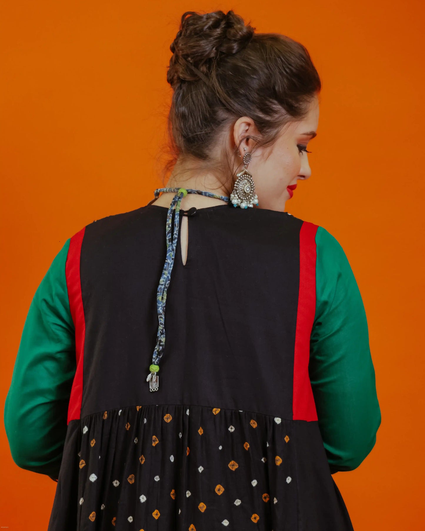 Black Cotton Bandhani Kurti