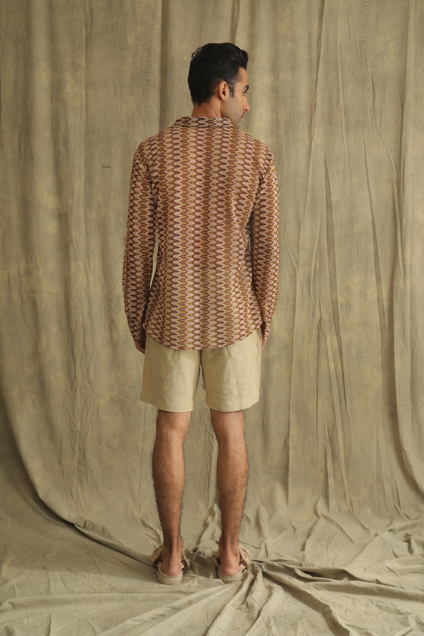 Brown knitted crochet shirt