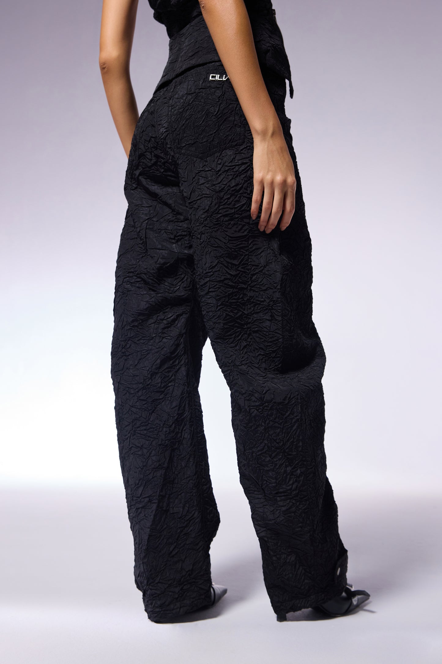 Charcoal Crushed D-Cut Pants