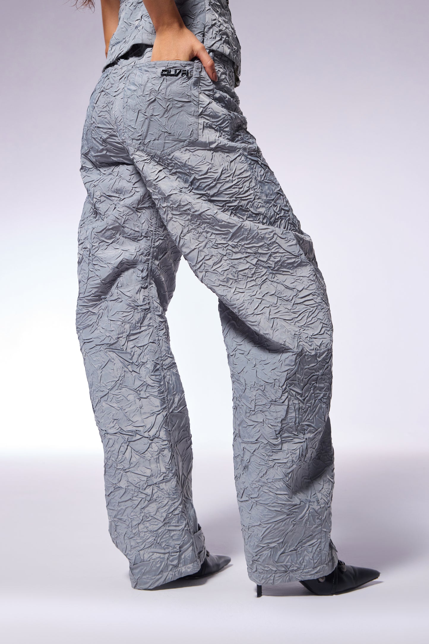 Slate grey Crushed D-Cut Pants