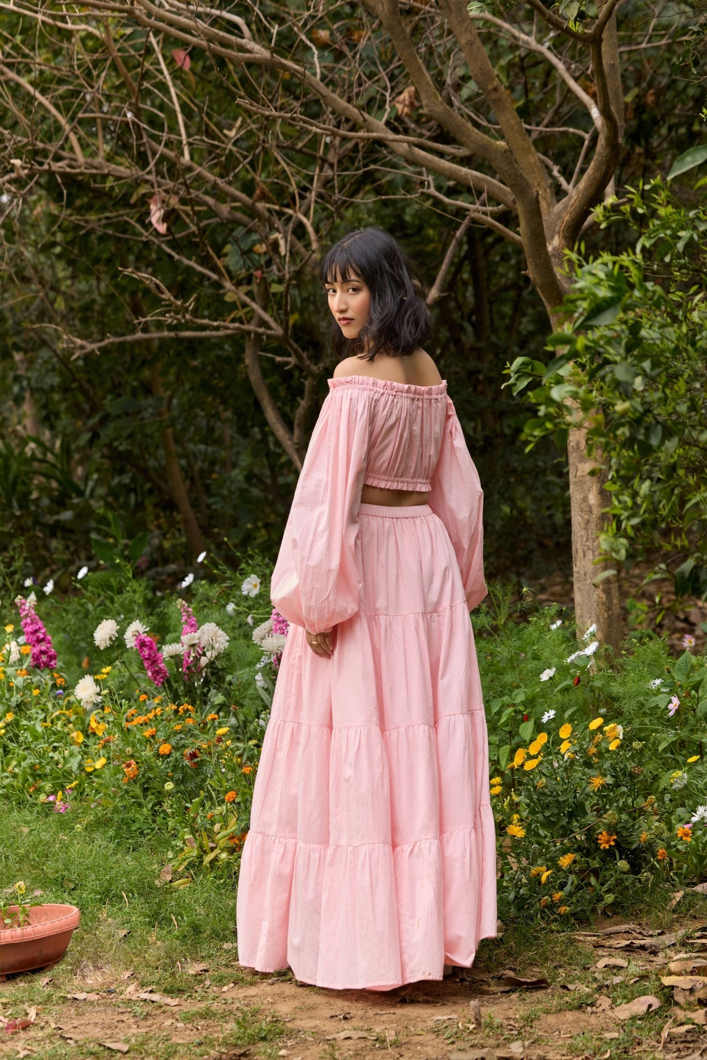 Pink Off-Shoulder Co-ord Set