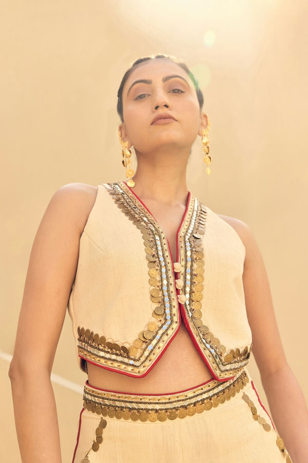 KHADI WAIST COAT WITH KHADI HERAM PANTS