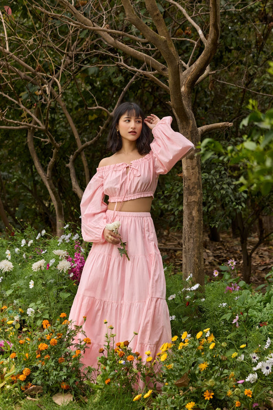 Pink Off-Shoulder Co-ord Set