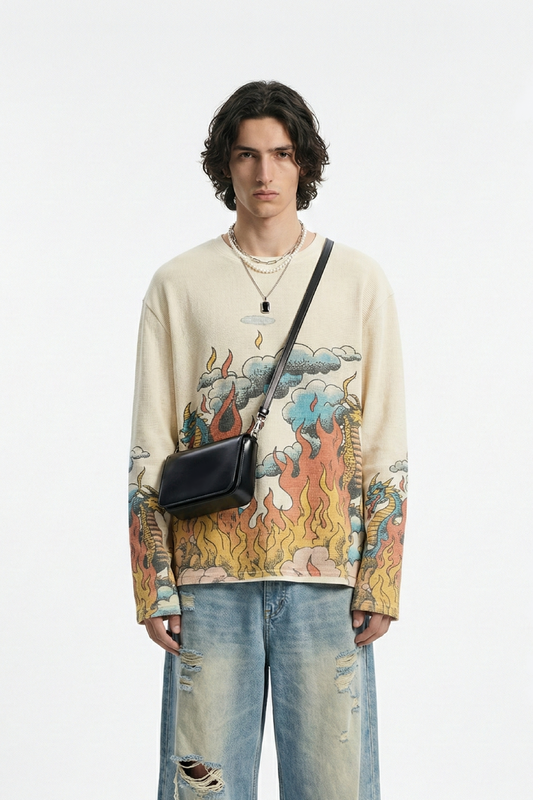 Duo Dragon Full Sleeve Waffle Tee