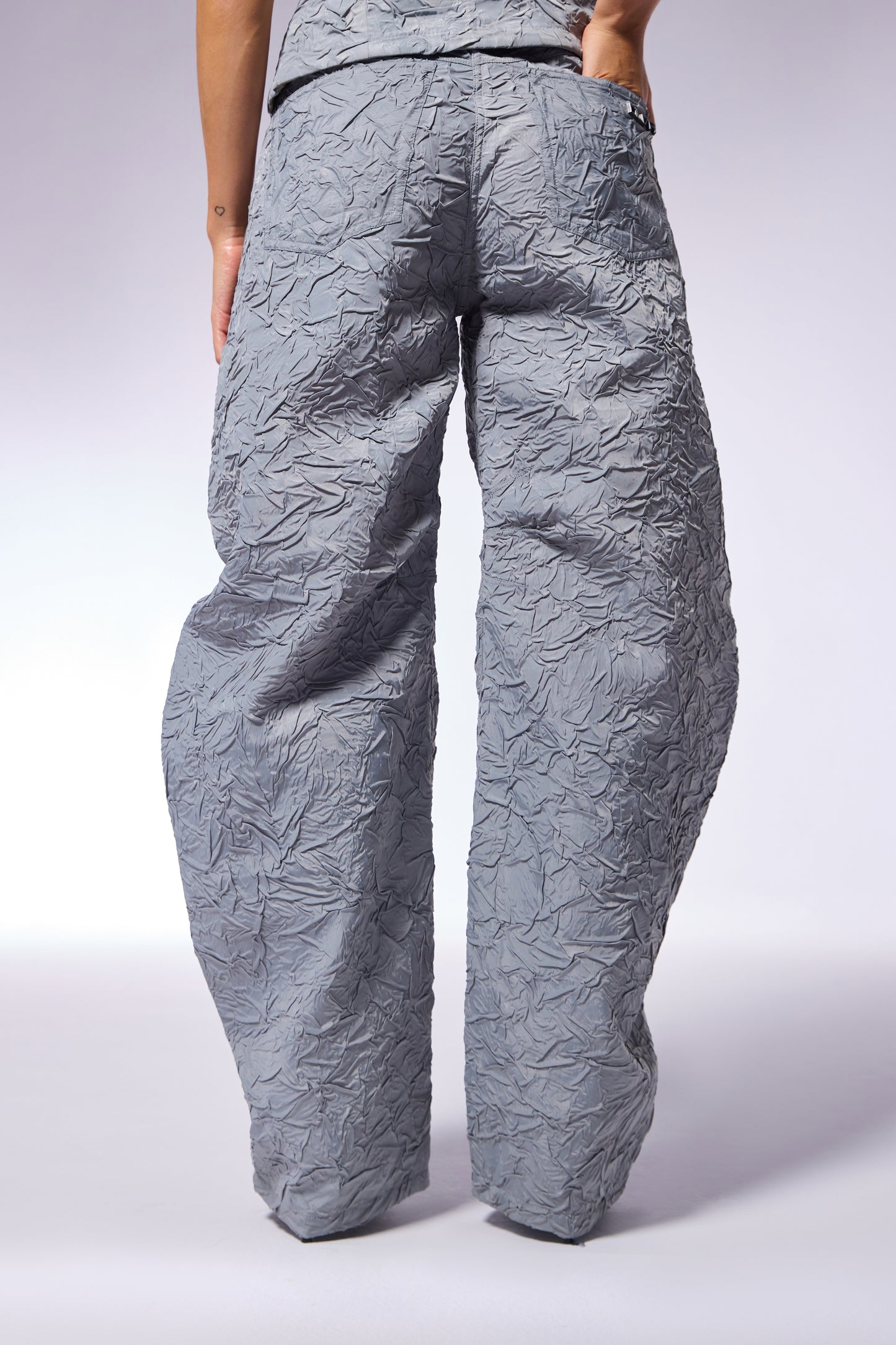 Slate grey Crushed D-Cut Pants