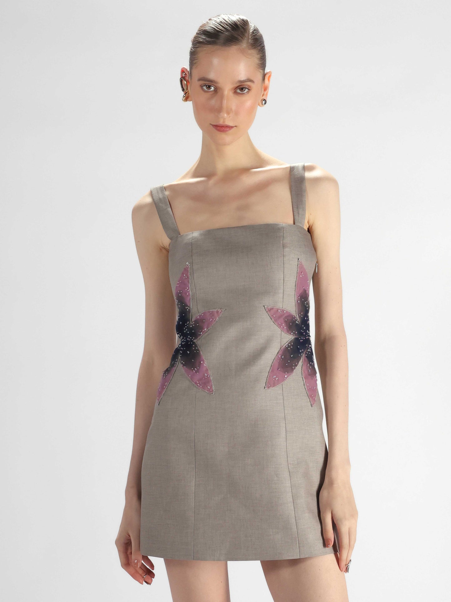 Grey Embroidered Dress