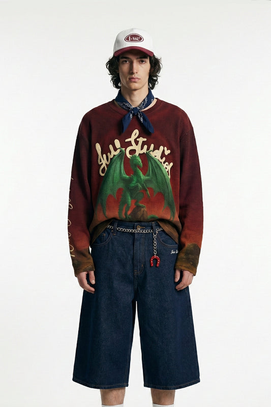 Emerald Dragon Full Sleeve Waffle Tee