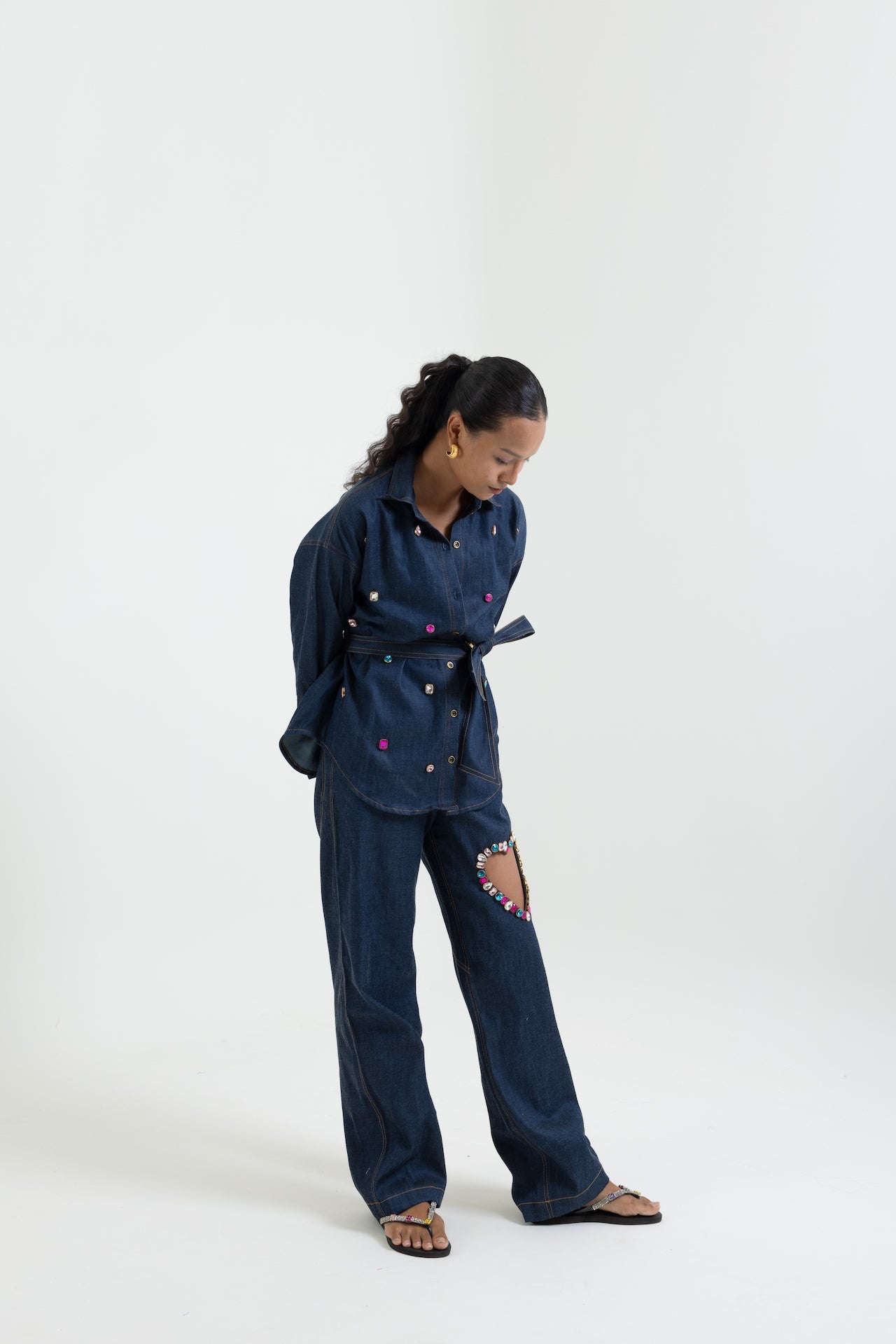 Gem Heart Denim Pants