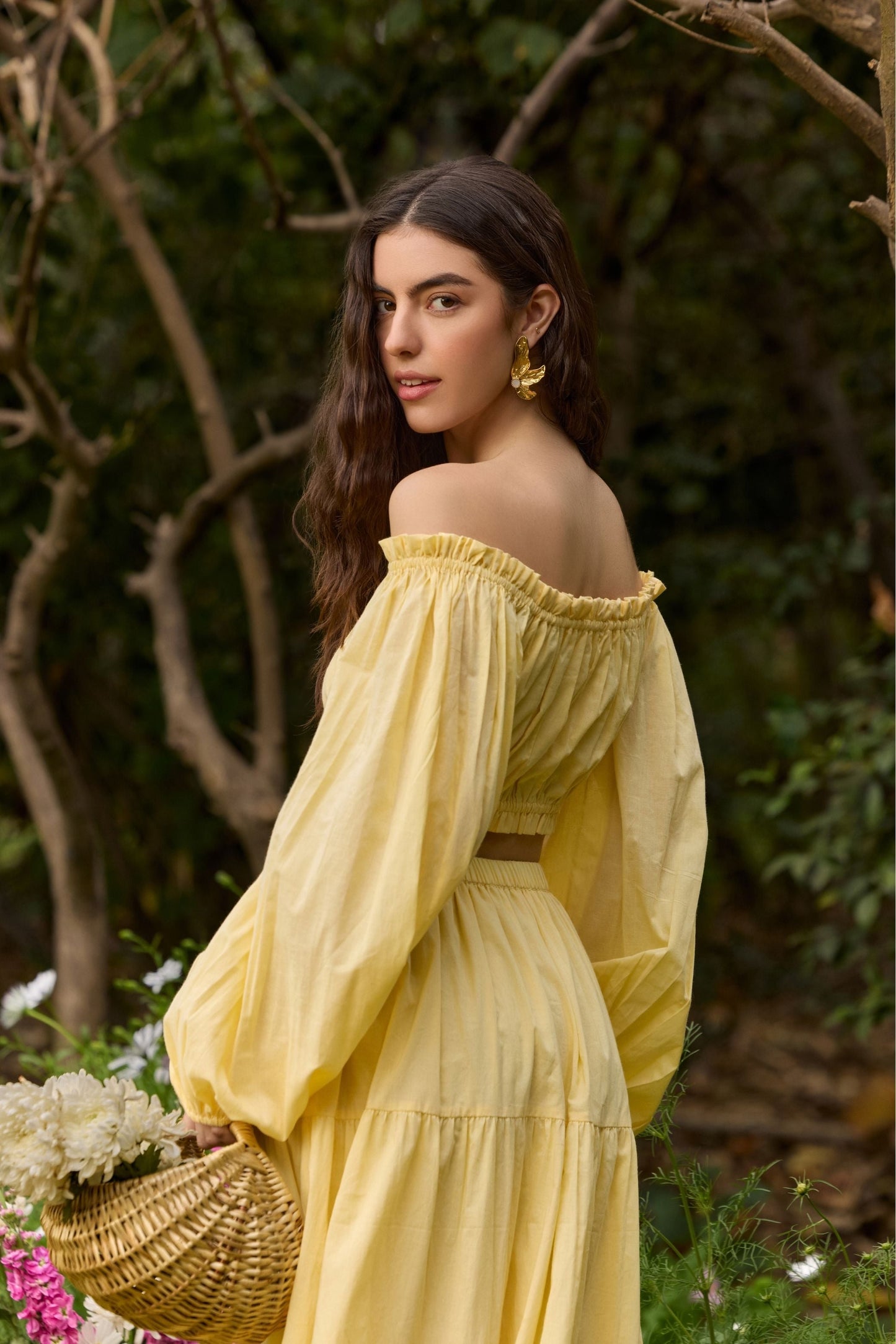 Butter Yellow Off-Shoulder Co-ord Set