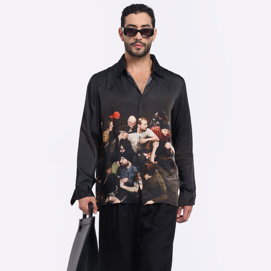 Aurge Fierce Shirt – Black luxury oversized tee with exclusive graphic design