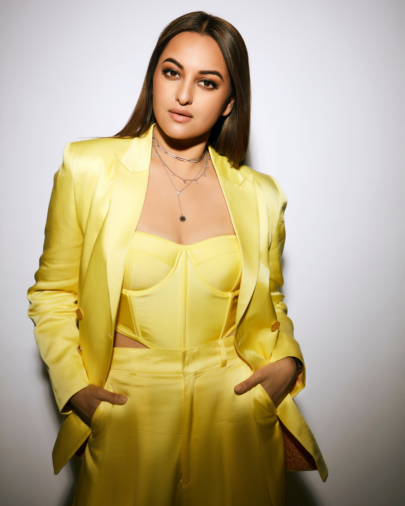 Sonakshi Sinha Wearing Moxie Blazer in Yuzu - Solid-blazers - Celebrity - Monokrom