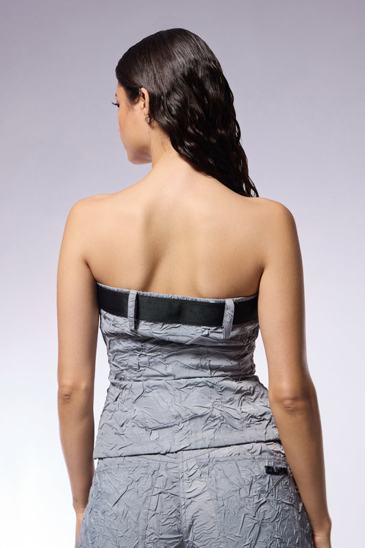 Slate Grey Crushed Corset Set