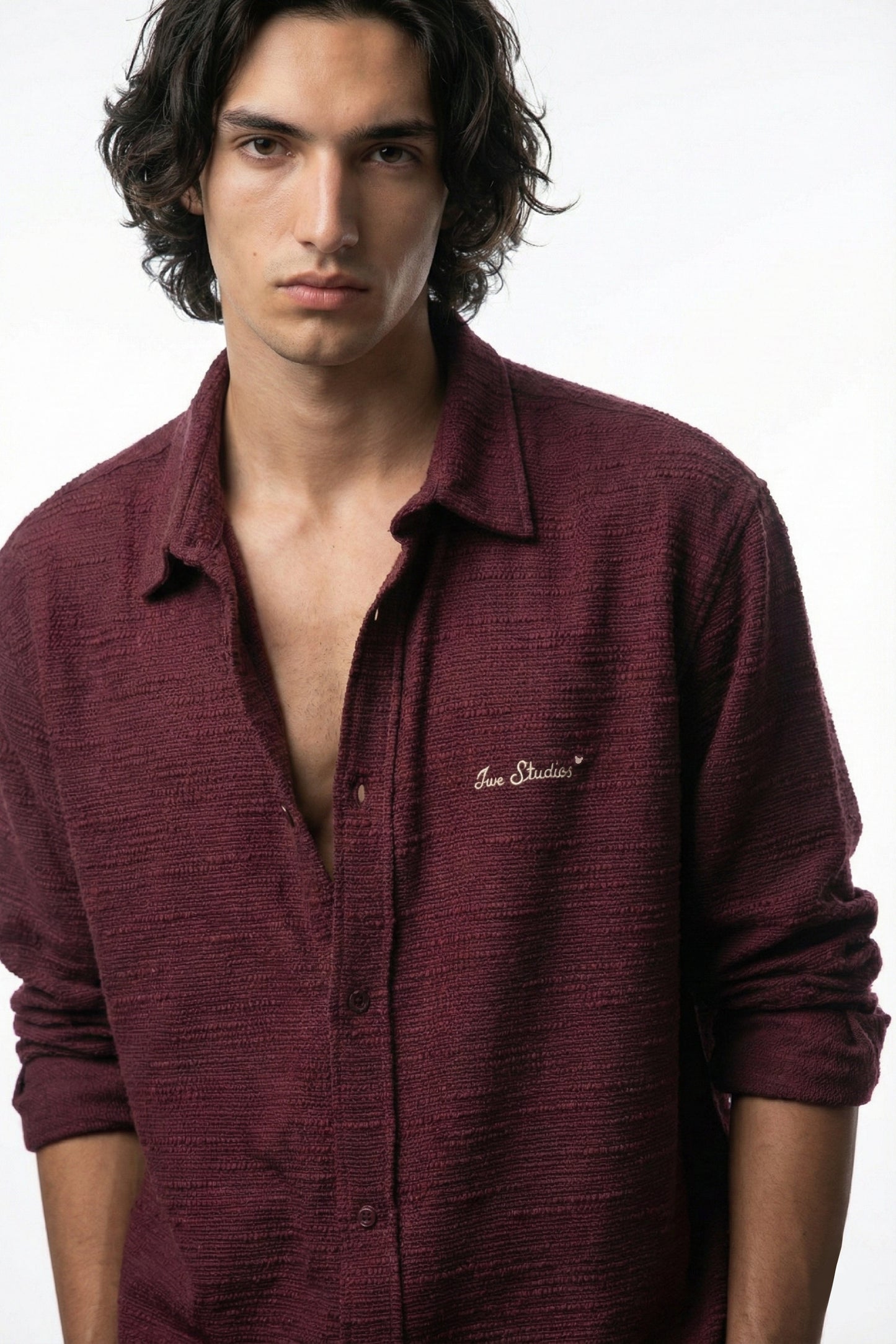 Wine Heavyweight Textured Shirt