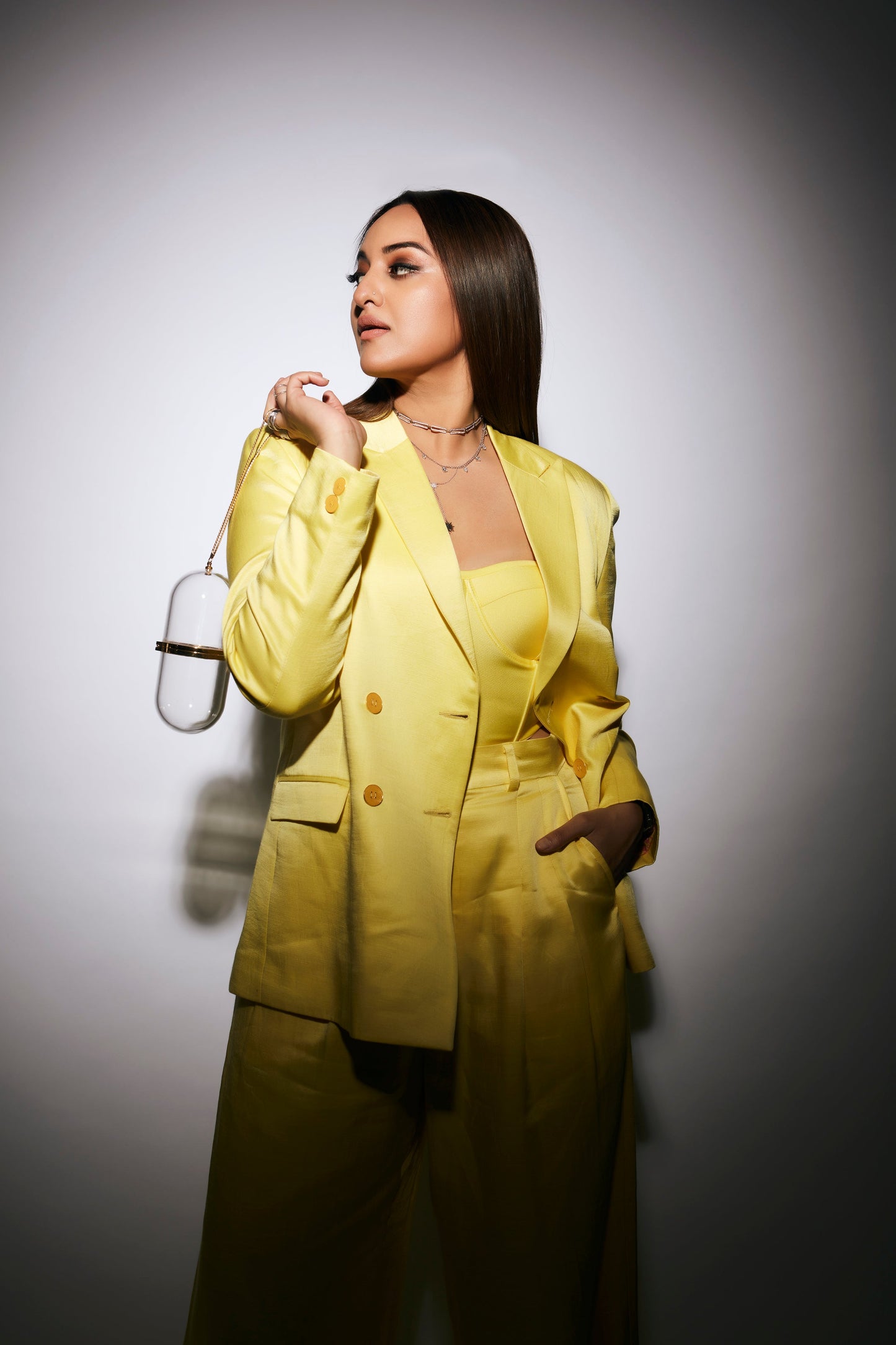 Sonakshi Sinha Wearing Moxie Blazer in Yuzu - Solid-blazers - Celebrity - Monokrom