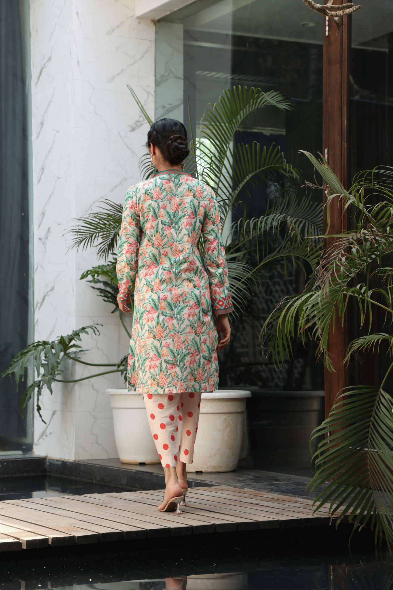 PEACH PRINTED KURTA SET