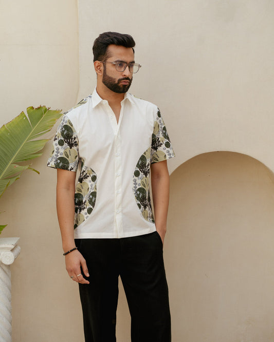 Ocean Life Olive Wheel Cotton Shirt