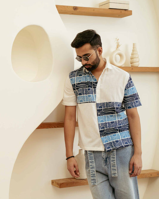 Beach Sun Ink Checks Linen Shirt