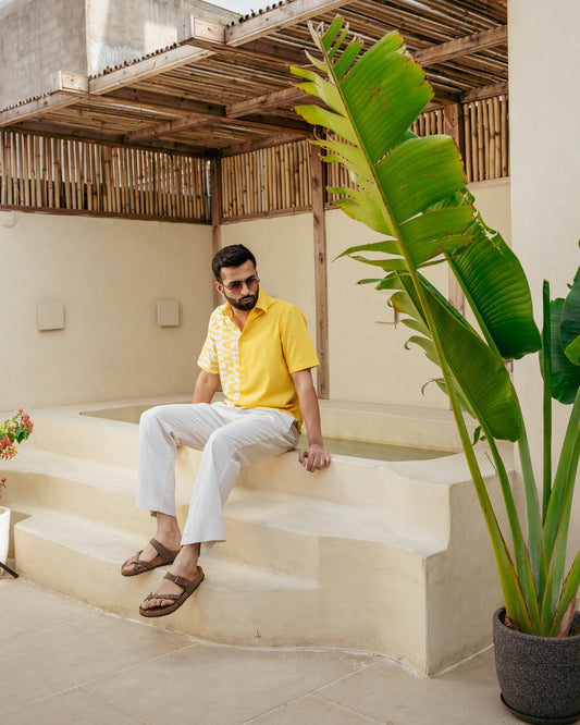 Funky Fish Half and Half Lemon Linen Shirt