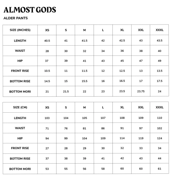 Size chart