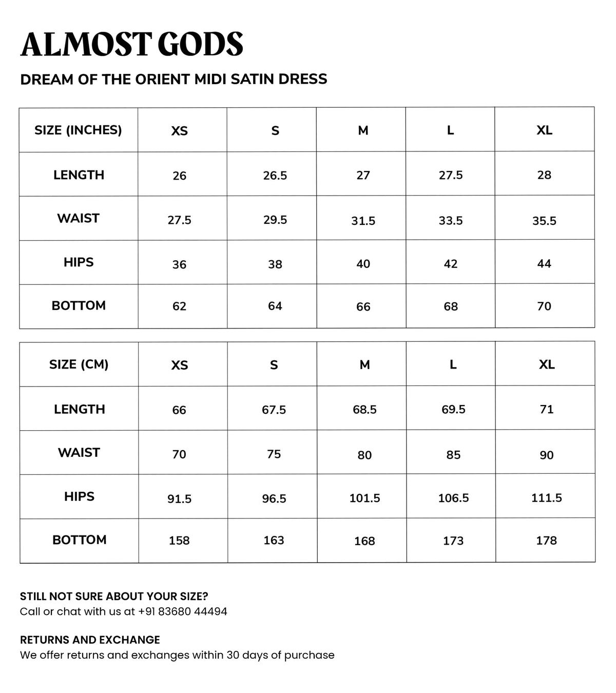 Size chart