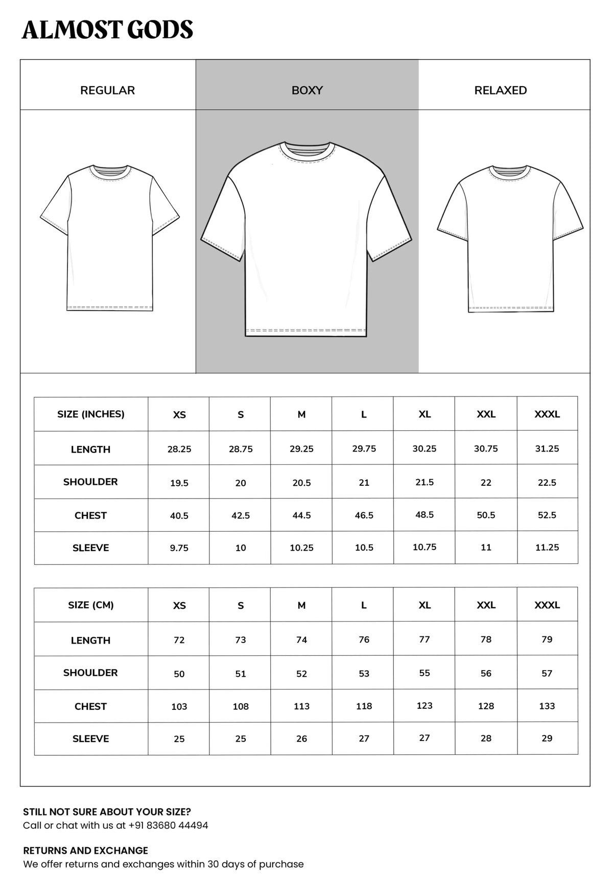Size chart
