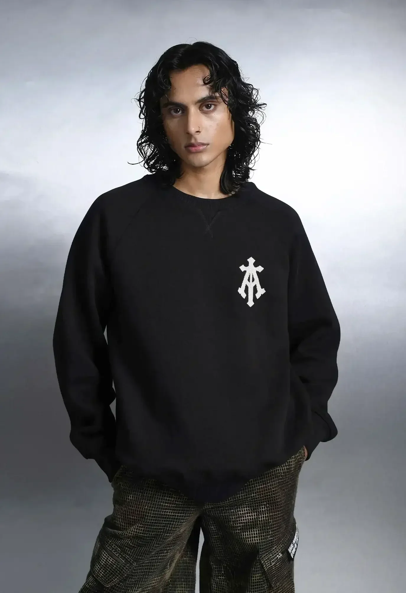 Alpha Cross Hand Embroidered Aari Sweatshirt