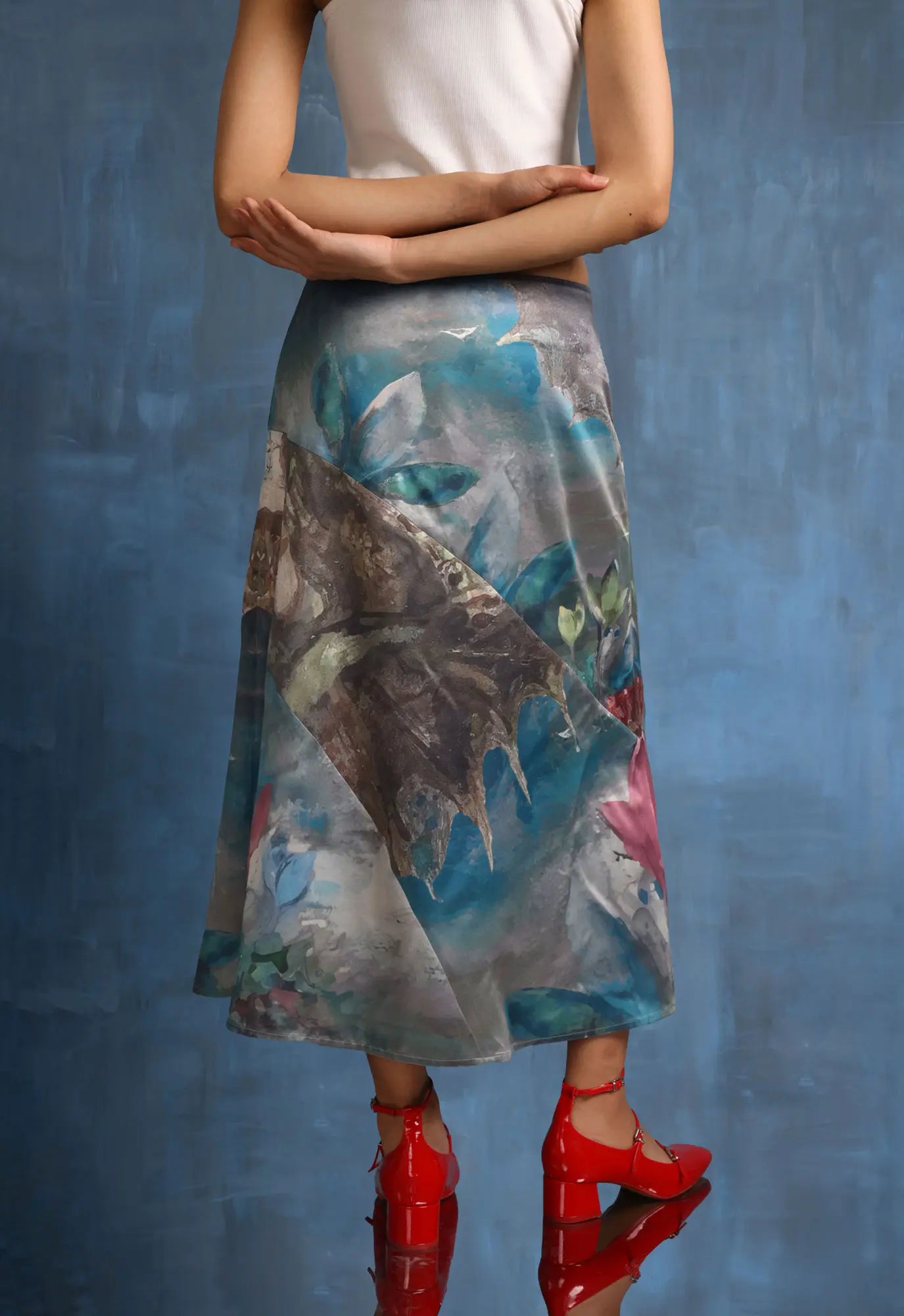 Dream of the Orient Midi Satin Skirt