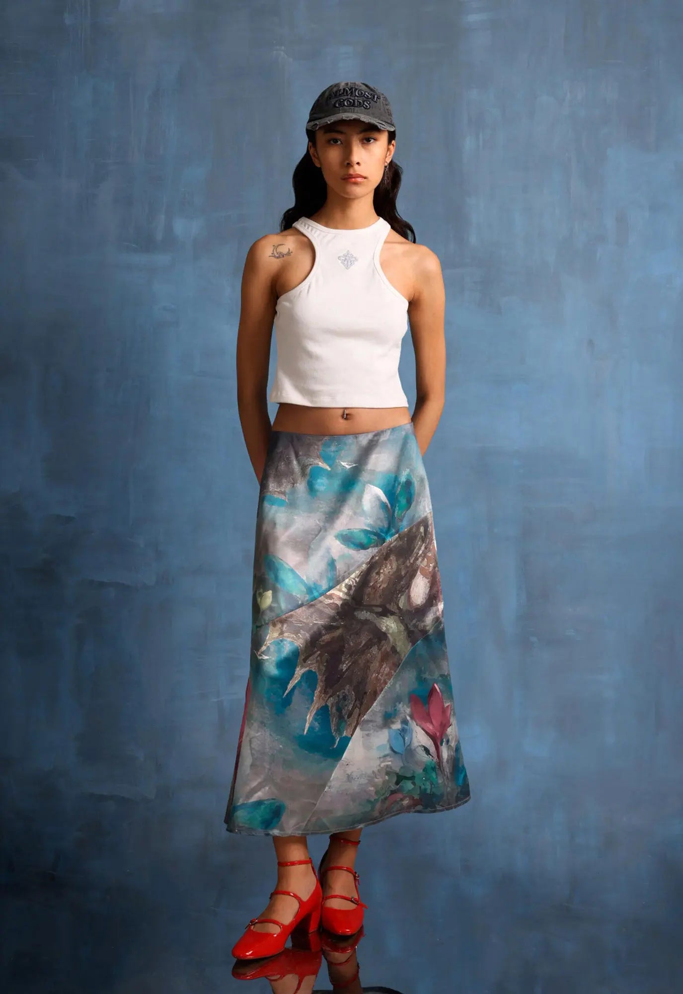 Dream of the Orient Midi Satin Skirt