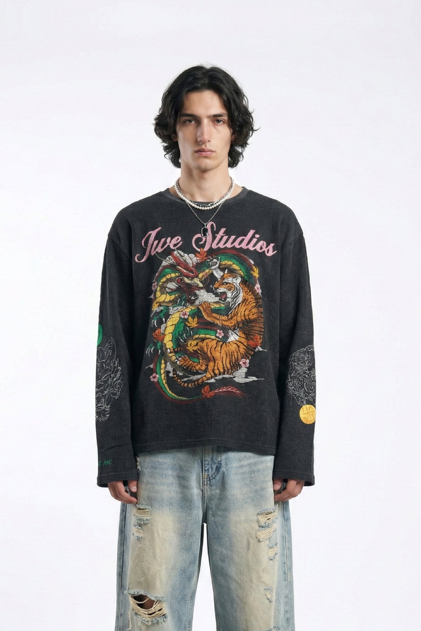 Dragon x Tiger Waffle Full Sleeve Tee