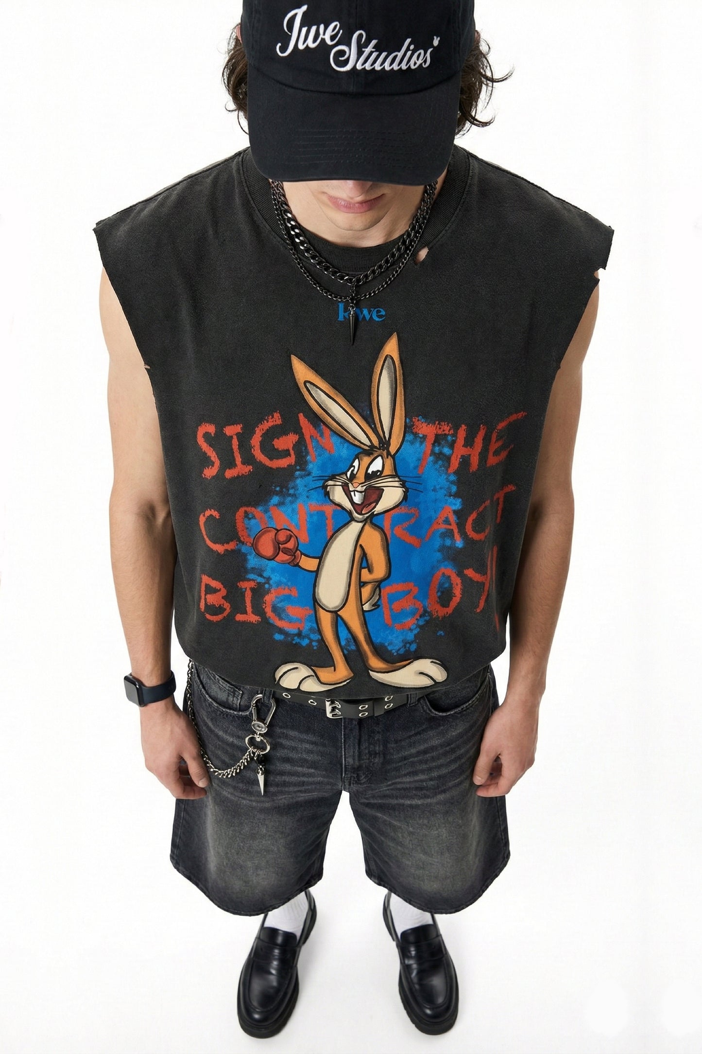 Sign the Contract Tank Top - Acid Wash Graphic Tank