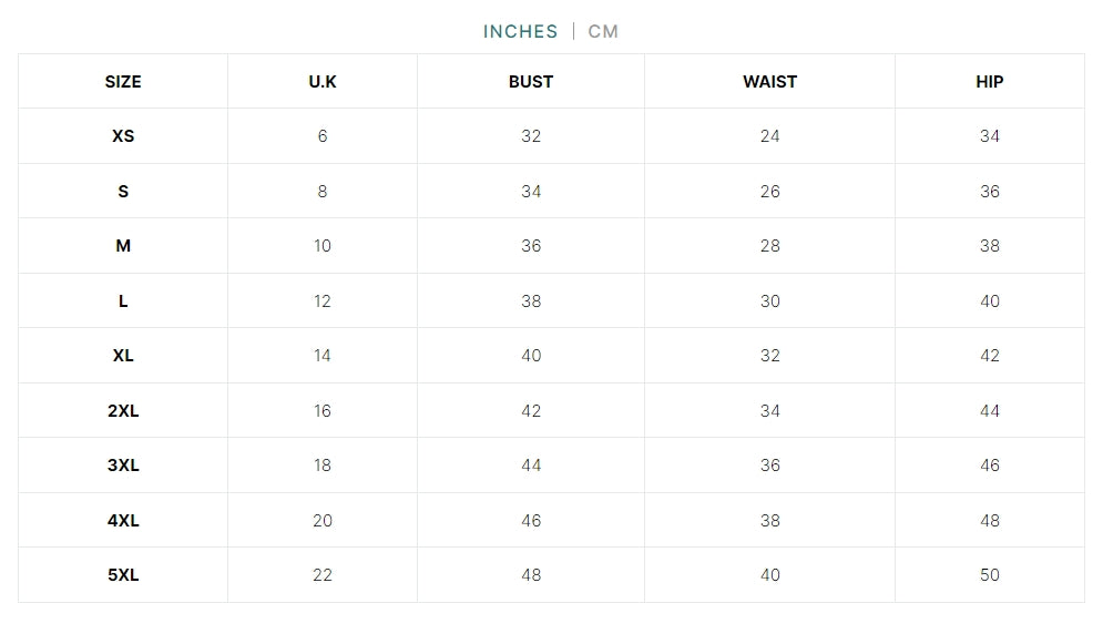 Size chart