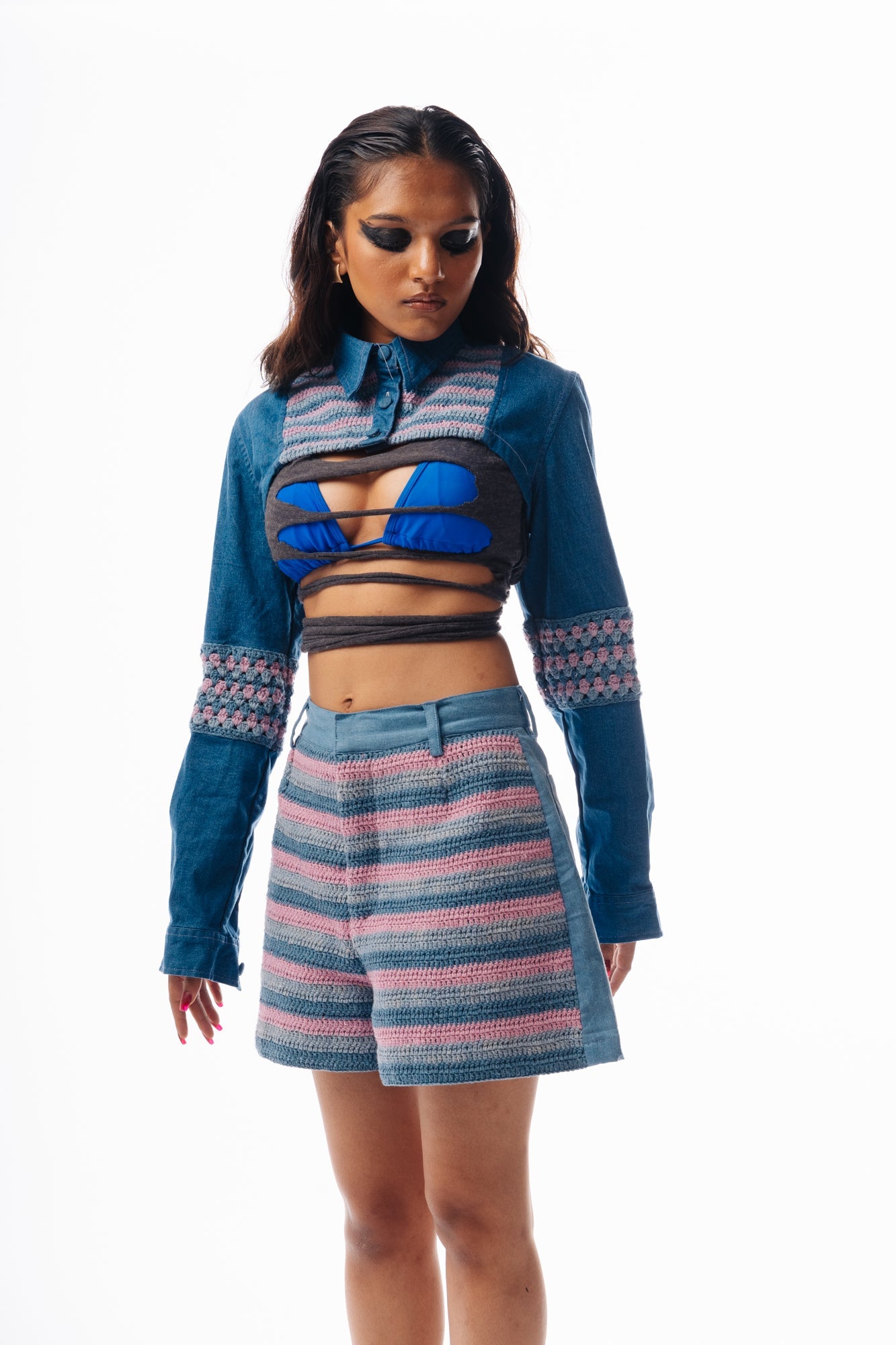 BLUE CROCHET FUSION SET